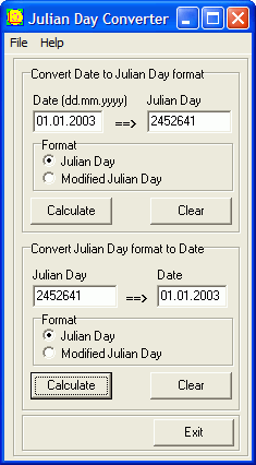 Julian Day Converter 1.0 software screenshot