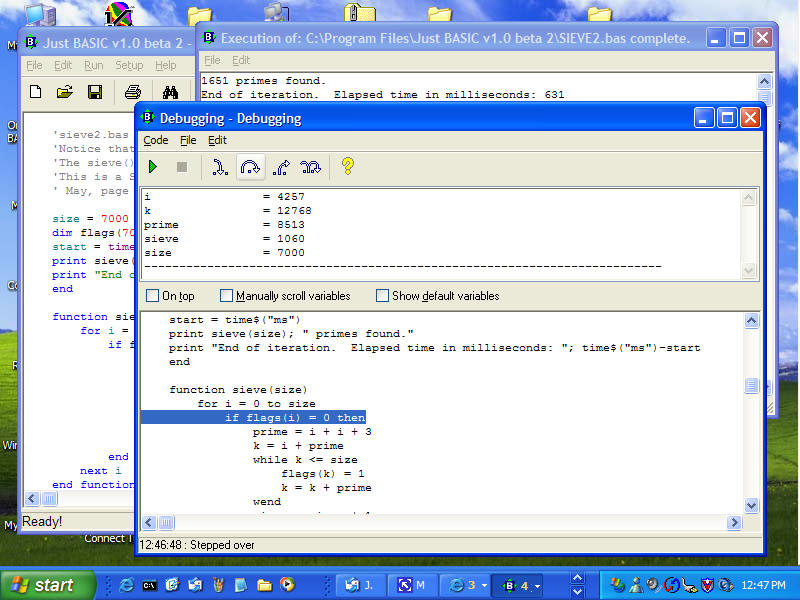 Just BASIC 1.01 software screenshot