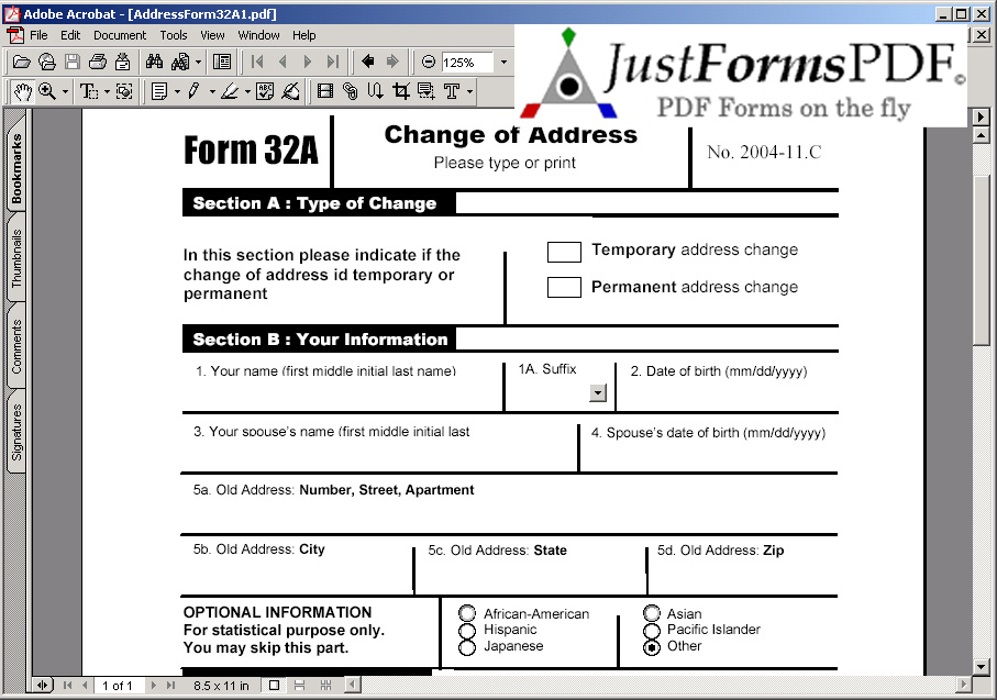 Just Forms PDF : Java PDF Library 1.1 software screenshot