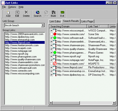 Just Links 1.1 software screenshot