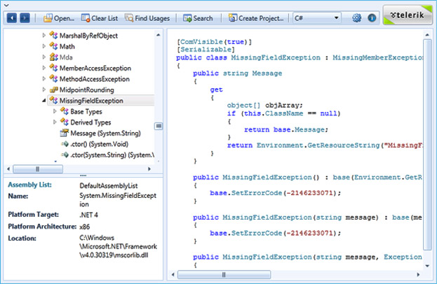 JustDecompile 2013.1.305.4 software screenshot