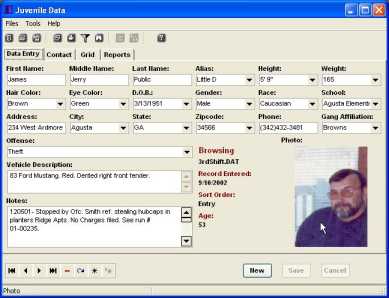 Juvenile Data 2.0 software screenshot