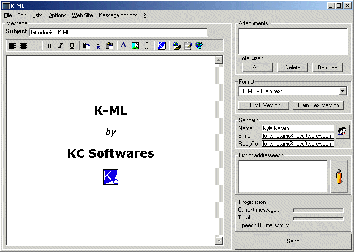 K-ML 4.11.443 software screenshot