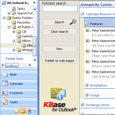 KBase for Outlook 2 software screenshot