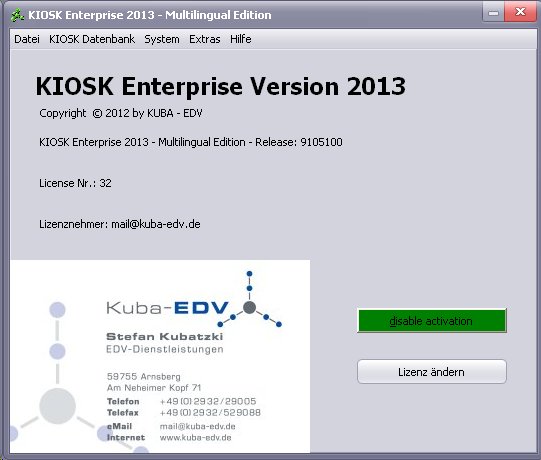 KIOSK Enterprise 2013 software screenshot