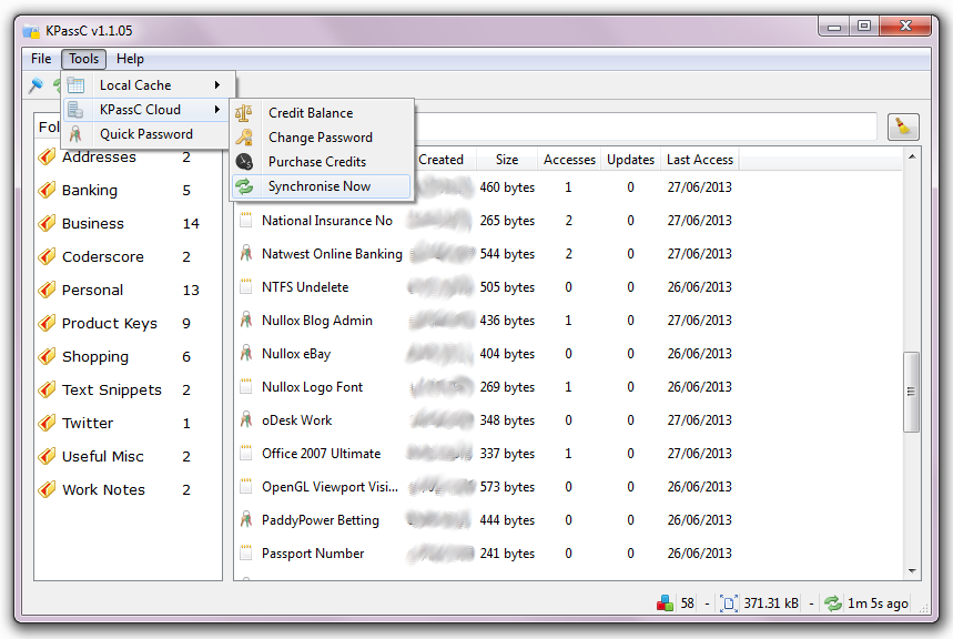 KPassC 1.3.12 software screenshot