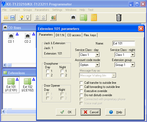 KX-T123210/KX-T123211 Programmator 1.07.5 software screenshot