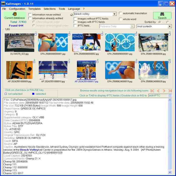 Kalimages Foto IPTC editor em Portugues 2.1.3 software screenshot