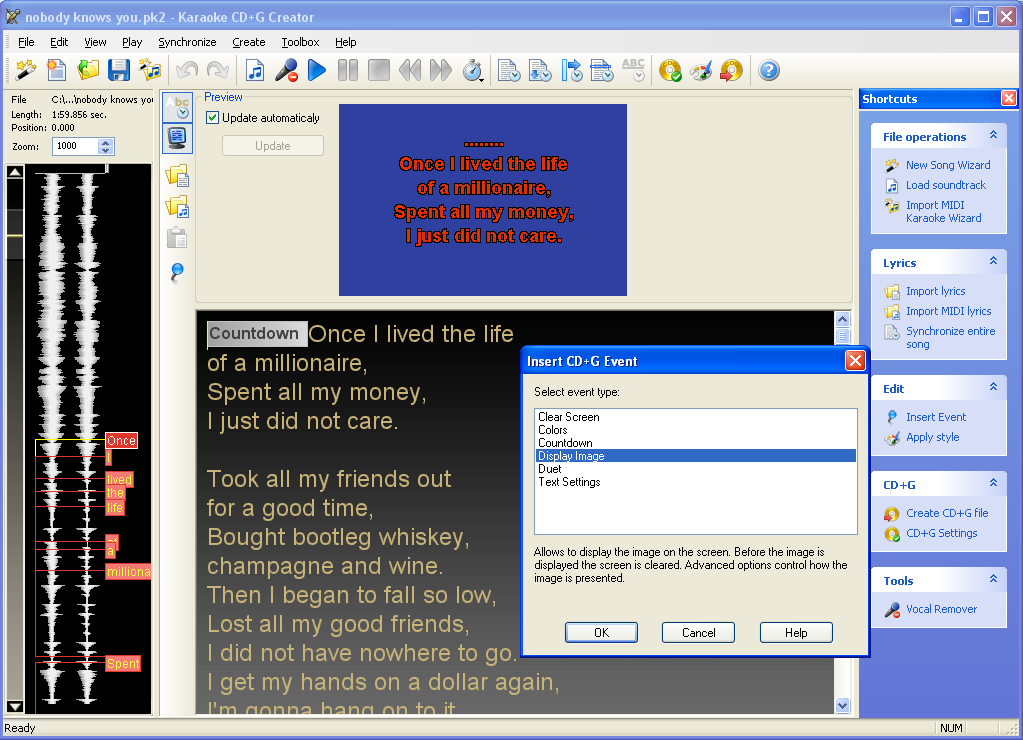 Karaoke CD+G Creator 2.4.15 software screenshot
