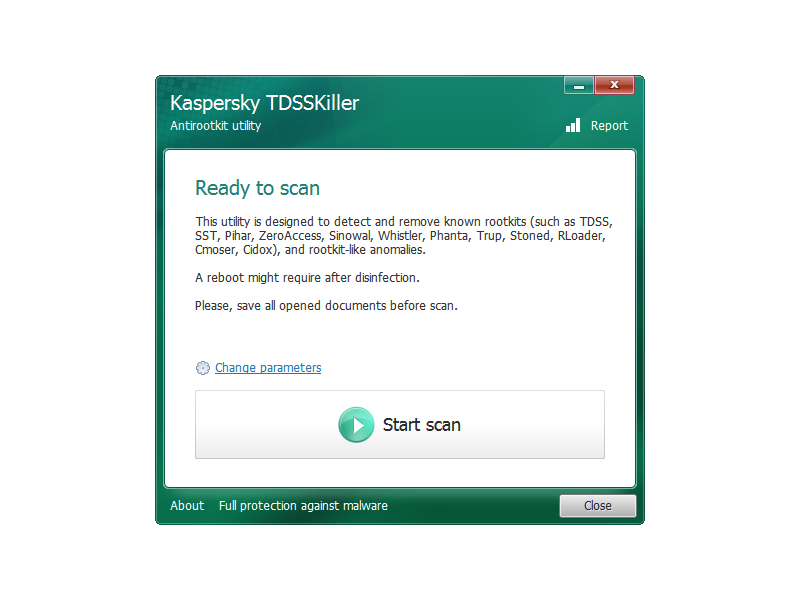 Kaspersky TDSSKiller Portable 3.1.0.12 software screenshot