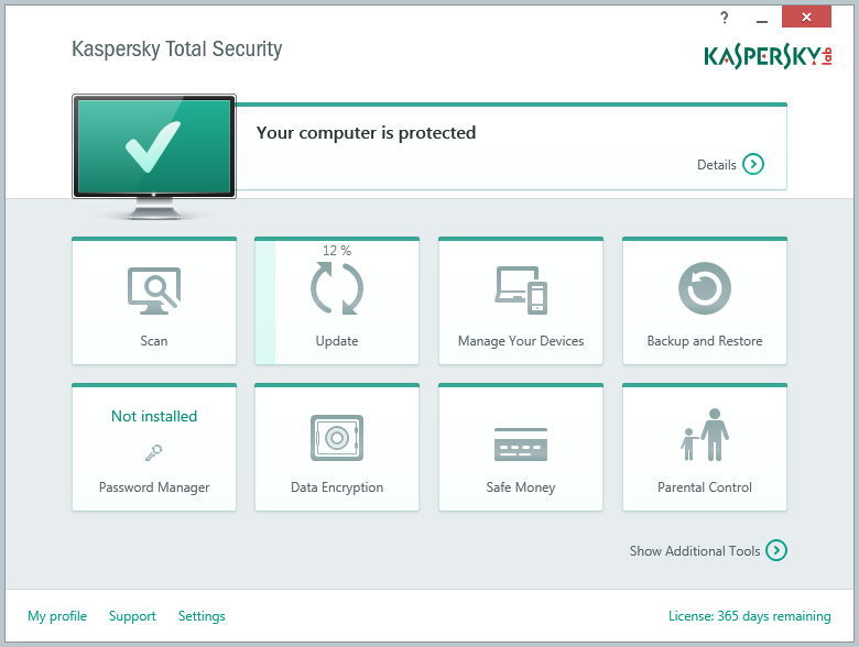 Kaspersky Total Security 17.0.0.611 software screenshot
