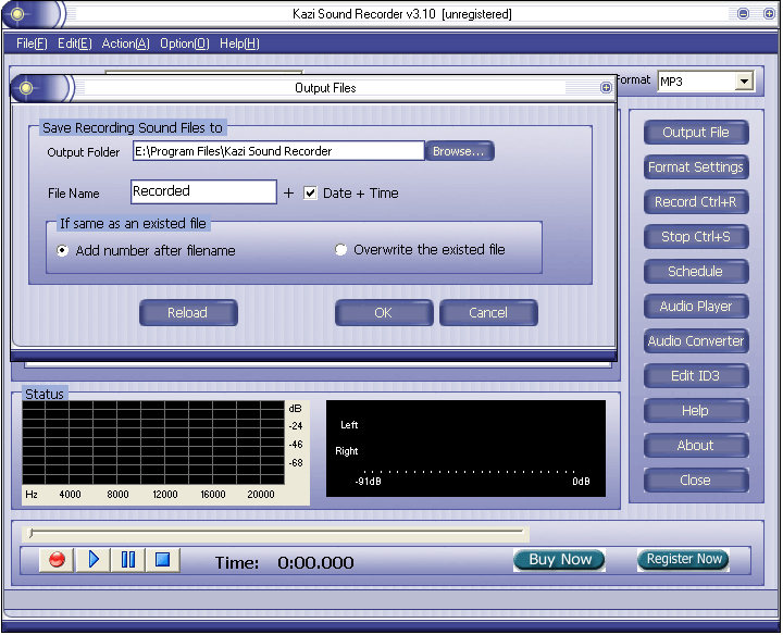 Kazi Sound Recorder 3.50 software screenshot