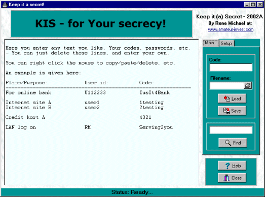 Keep It (a) Secret! 2002B software screenshot