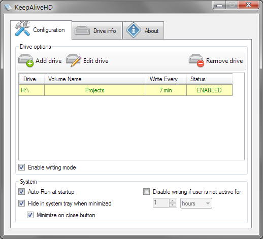 KeepAliveHD 1.5.3 Beta software screenshot
