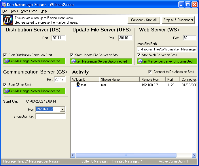 Ken Messenger Server 5.0.2 software screenshot