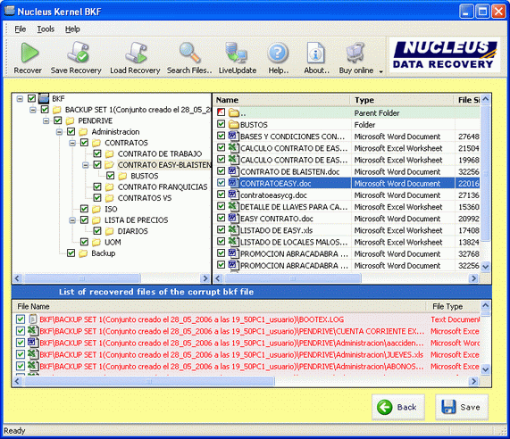 Kernel BKF - Corrupt Backup File Repair 8.05.01 software screenshot