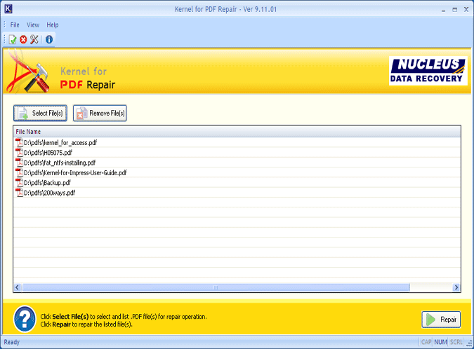 Kernel For PDF Repair Tool 9.11.01 software screenshot