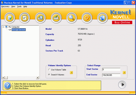 Kernel Novell - Data Recovery Software 4.03 software screenshot