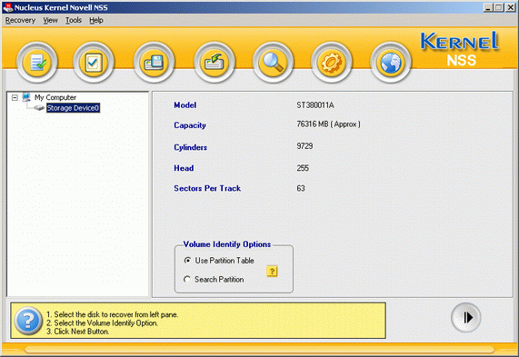 Kernel Novell NSS Data Recovery Software 4.03 software screenshot