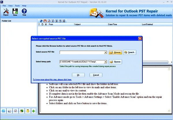Kernel Outlook PST Repair 10.10.01 software screenshot