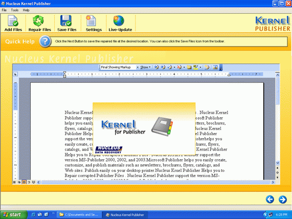 Kernel Publisher Recovery Software 4.04.01 software screenshot