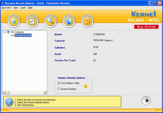 Kernel Solaris Data Recovery Software 4.04.01 software screenshot