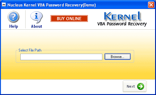 Kernel VBA Password Recovery 4.02 software screenshot