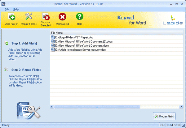Kernel Word - Repair Corrupted Word Documents 11.01.01 software screenshot