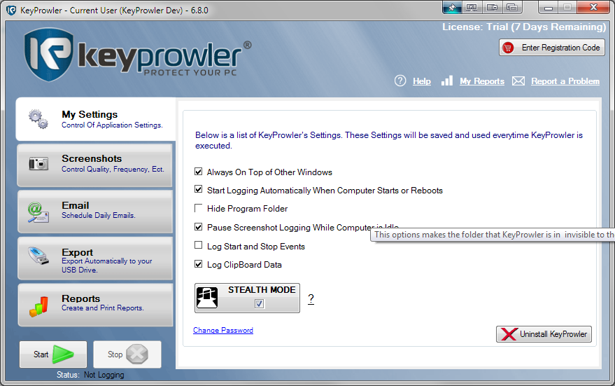 KeyProwler 7.0.9 software screenshot