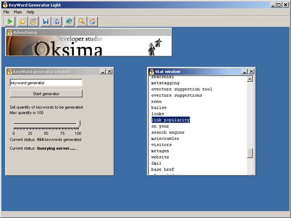 KeyWord Generator lite 1.0.0 software screenshot