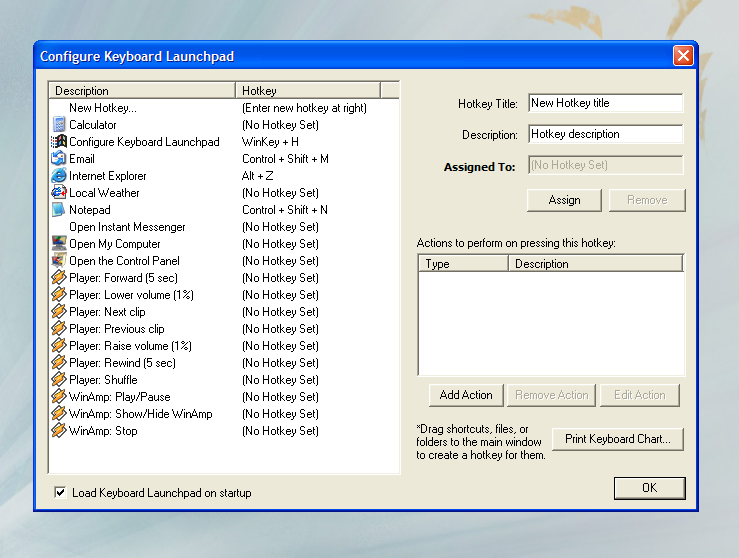 Keyboard LaunchPad 1.6 software screenshot