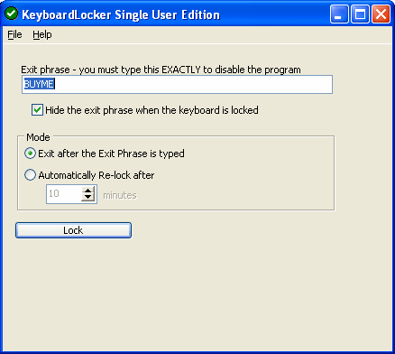 KeyboardLocker 2.7 software screenshot