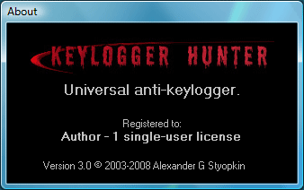 Keylogger Hunter 3.02 software screenshot