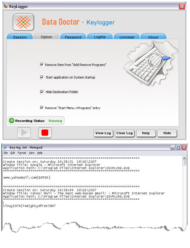Keystrokes Logger Software 3.0.1.5 software screenshot