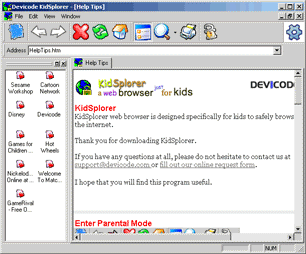 KidSplorer Web Browser 4.0.3 software screenshot