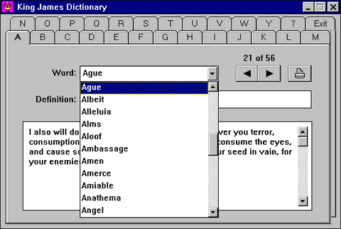 King James Dictionary 2.10 software screenshot
