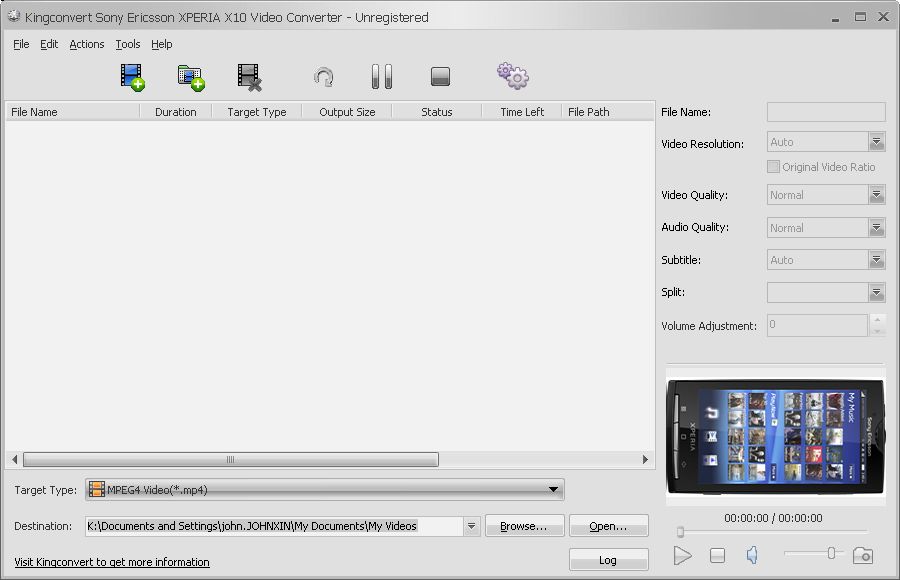 KingConvert Sony Xperia SX Video Converter 5.3 software screenshot