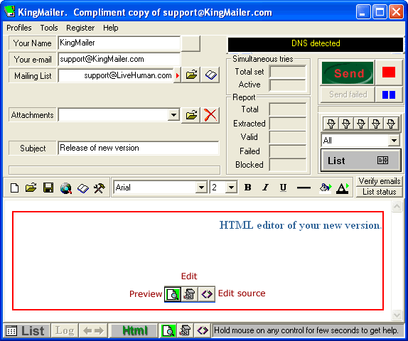 KingMailer 04.450 software screenshot