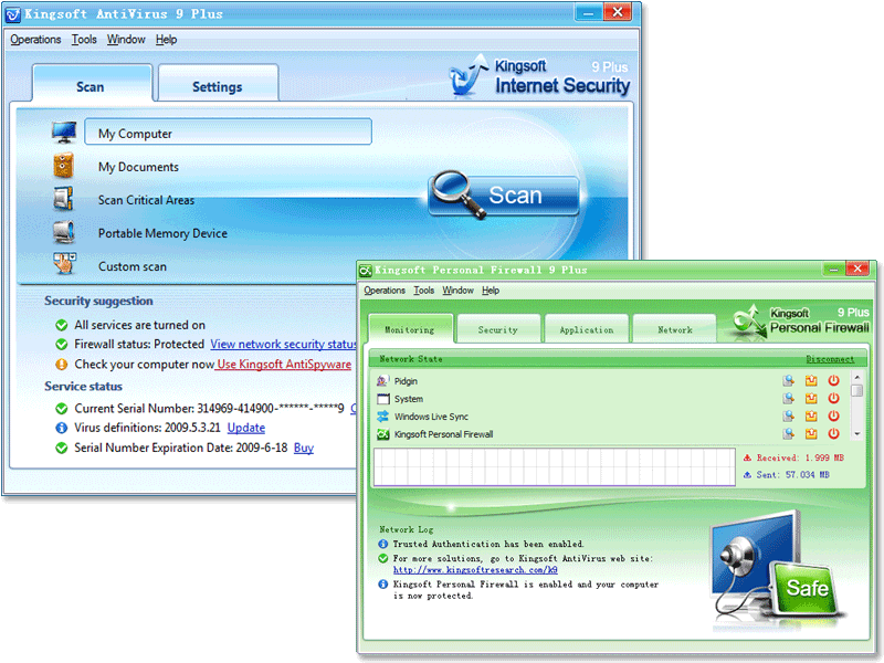 Kingsoft Internet Security 9 software screenshot