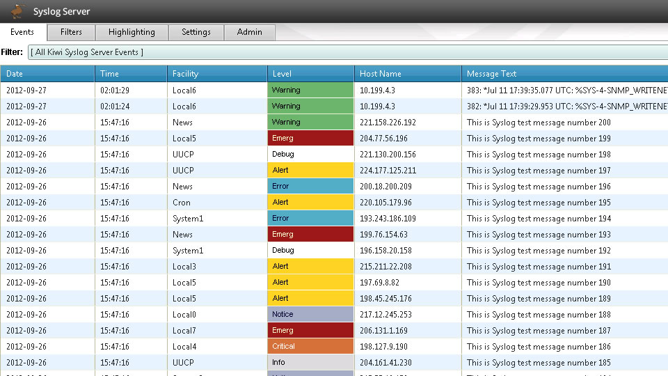 Kiwi Syslog Server 9.4.1 software screenshot
