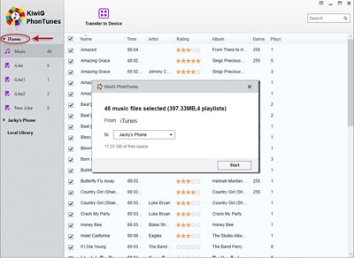 KiwiG PhonTunes 2.1 Build 2.0.0.1 software screenshot