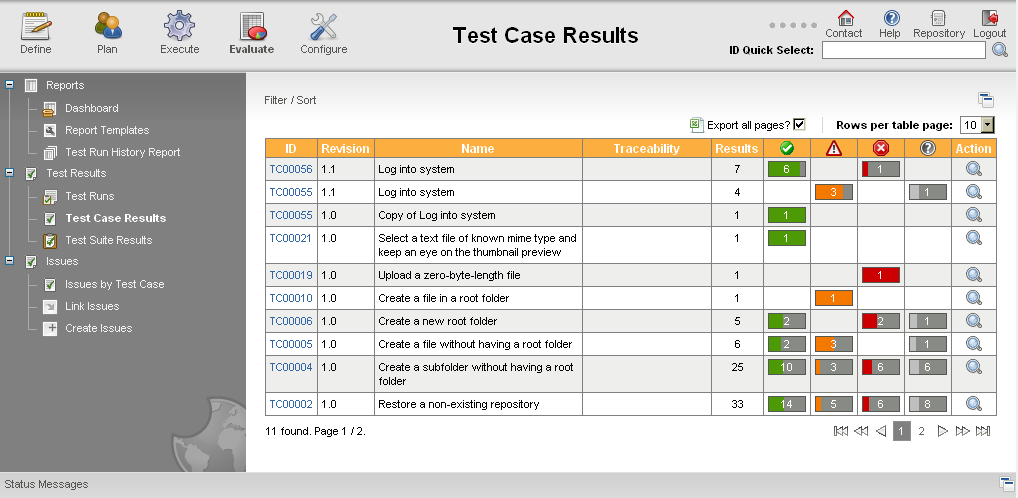 Klaros-Testmanagement 4.7.1 software screenshot