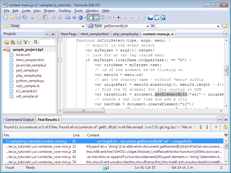 Komodo Edit 10.2.2.17703 software screenshot