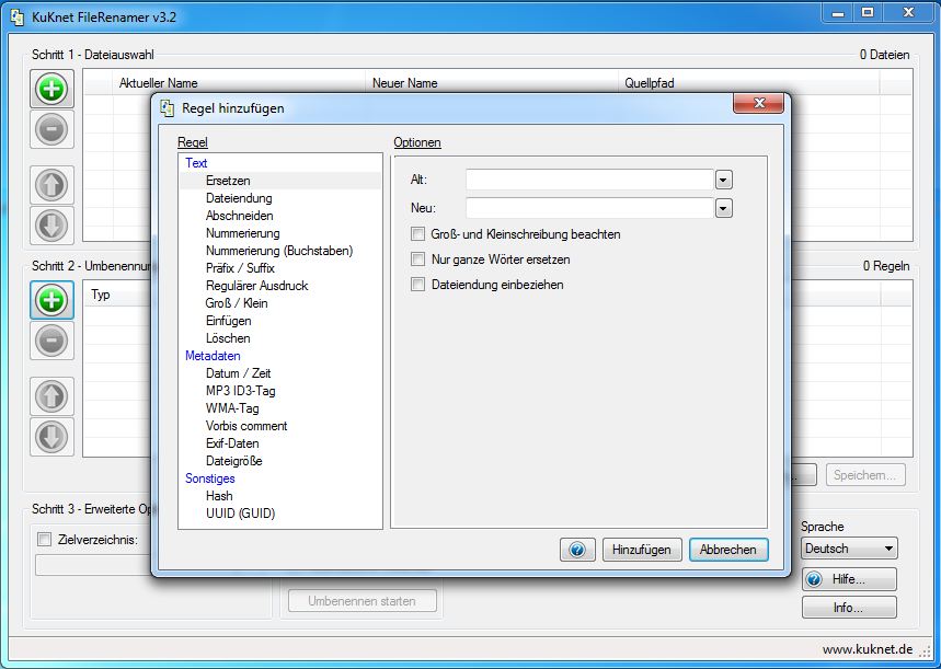 KuKnet FileRenamer 3.7 software screenshot
