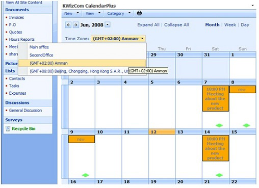 KwizCom SharePoint Calendar Plus Web Part 14.4.10 software screenshot