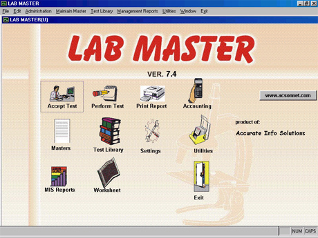 LAB MASTER 10.7 software screenshot
