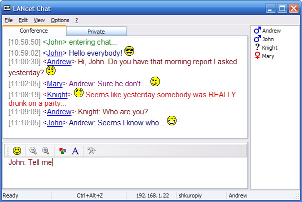 LANcet Chat 2.3.300 software screenshot