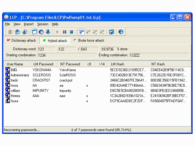 LCP 5.04 software screenshot