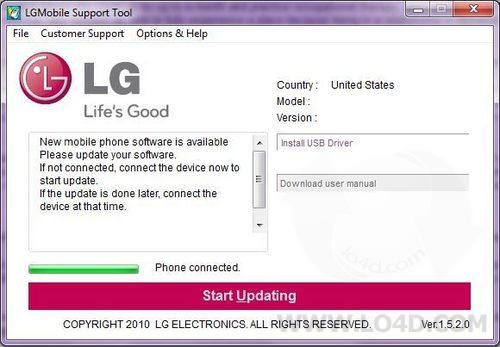 LG Mobile Support Tool 1.8.7.0 software screenshot