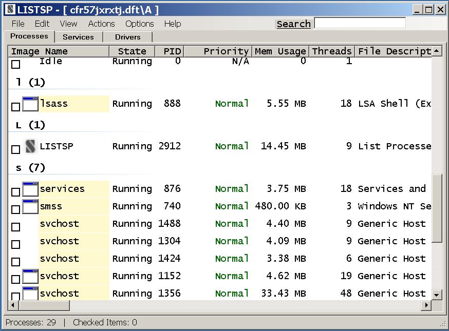 LISTSP 1.0.1.3 software screenshot